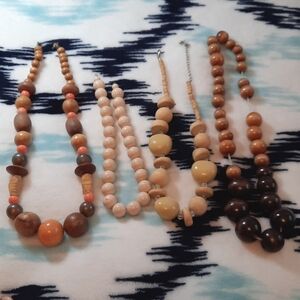 4 Wooden Beaded homemade necklaces